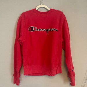 Champion Reverse Weave Red Crewneck Sweatshirt, Men's Size Small (S)